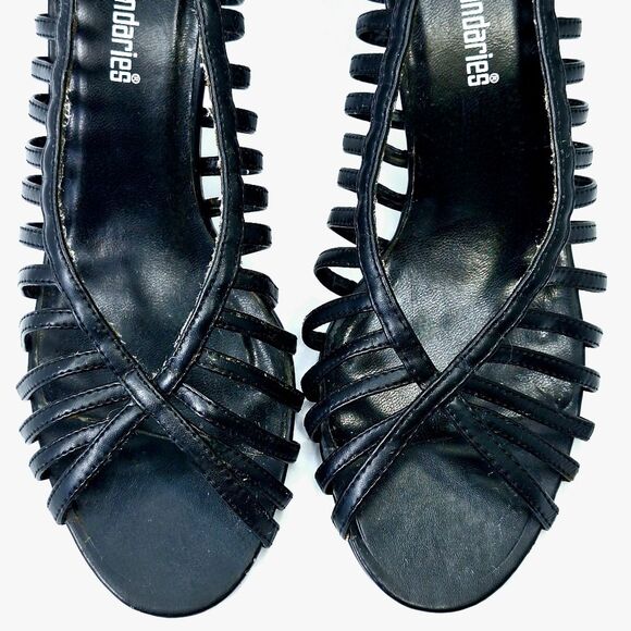 VTG 90s Y2K No Boundaries Black Denise Strappy Stiletto 3" High Heels Sz 9 - Picture 3 of 9